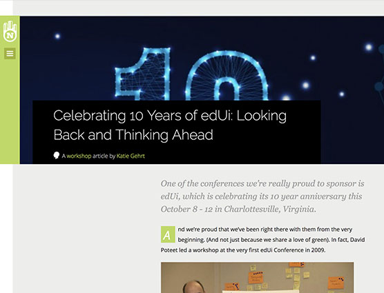 Screenshot of the edUi blog post header