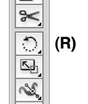 Illustrator toolbar with rotate icon selected (shortcut key R)