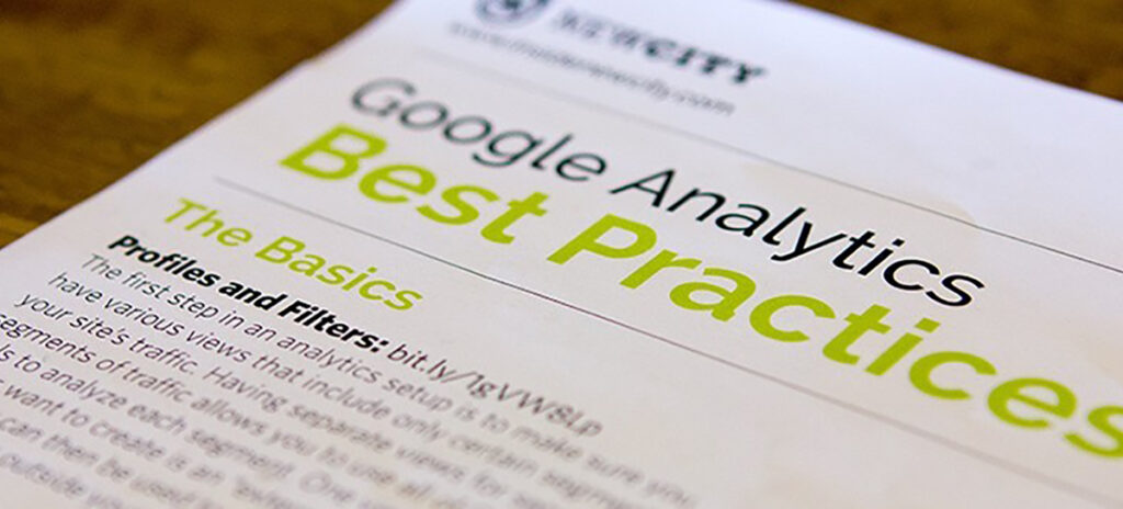 A photo of a NewCity Google Analytics Best Practices workbook