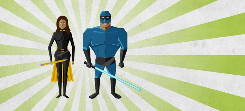 An illustration of two comic book superheroes