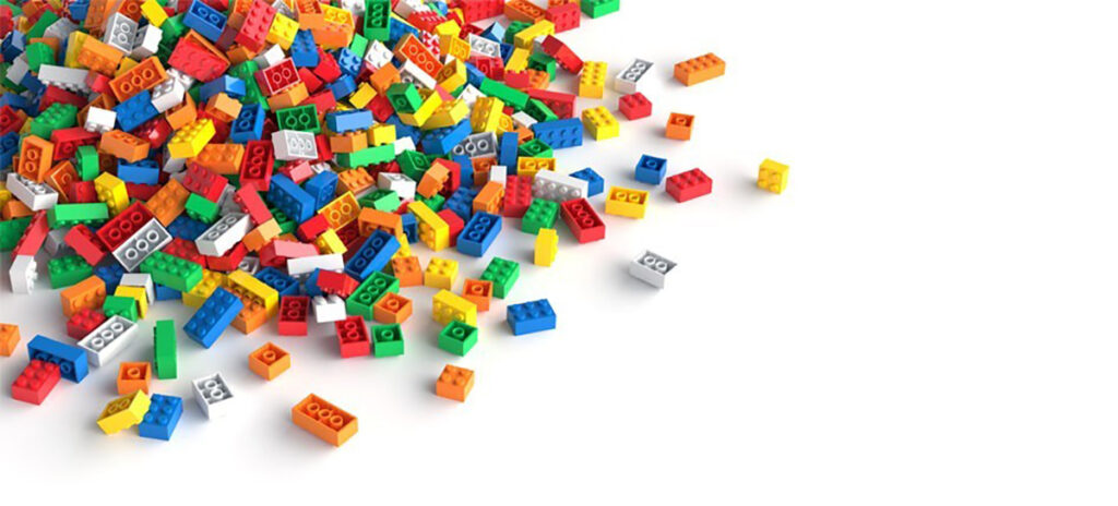 An overflowing pile of Lego blocks