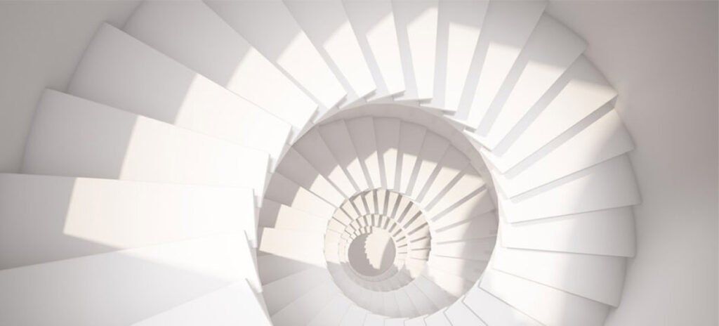 A spiraling staircase