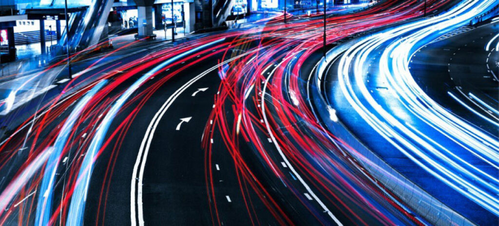 Traffic trails on a highway