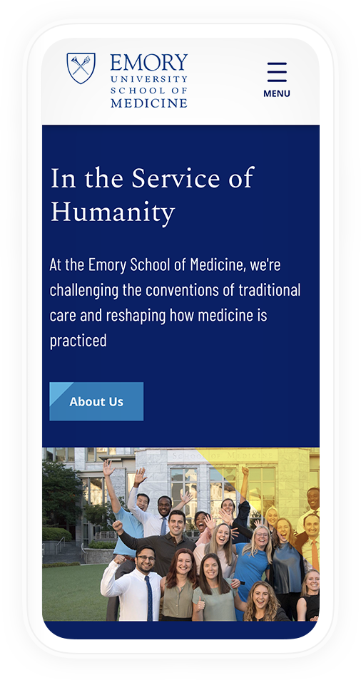 Screencapture of one of the Emory University School of Medicine web pages on a mobile phone