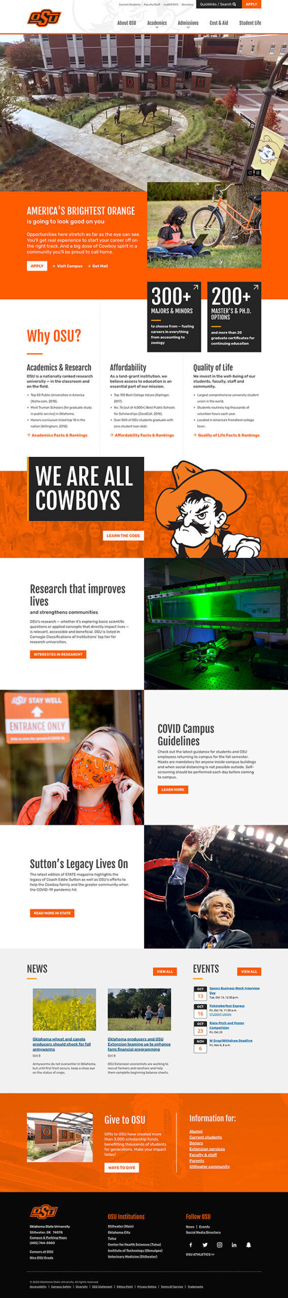 Screencapture of the OSU home page