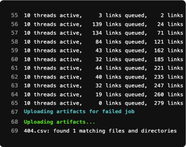 Screenshot of command line testing
