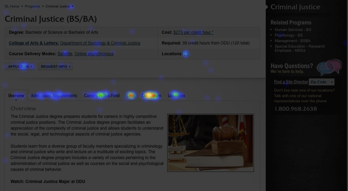 Old Dominion University Distance Learning Heat Map