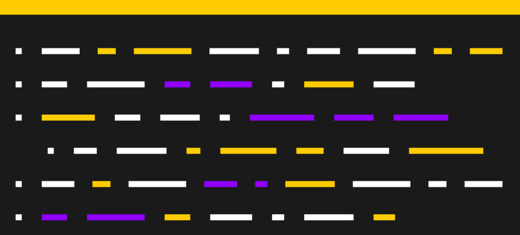 Illustration of lines representing programming language on a black background