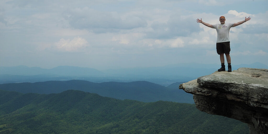 David Poteet at McAfee Knob on the Appalachian Trail in Virginia