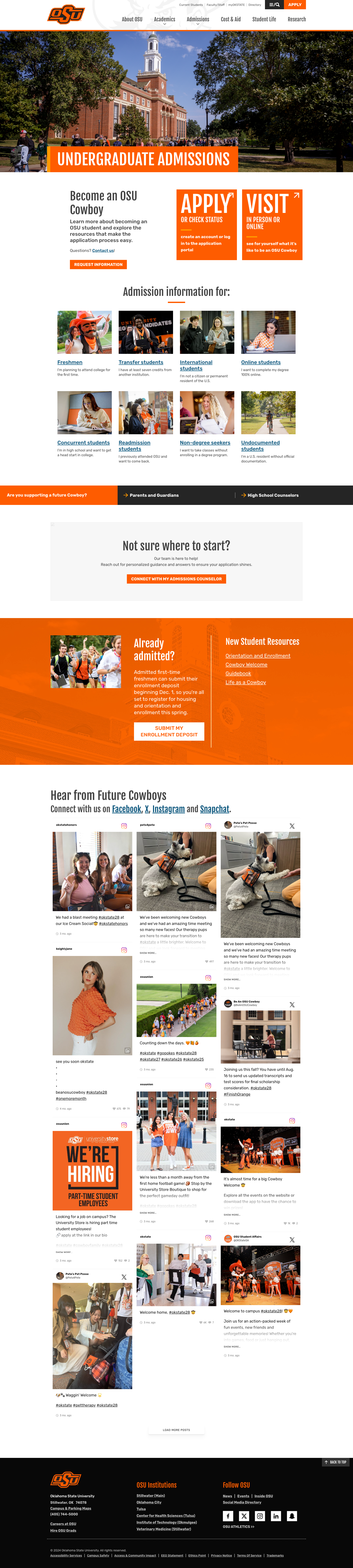 OSU's Admissions Homepage