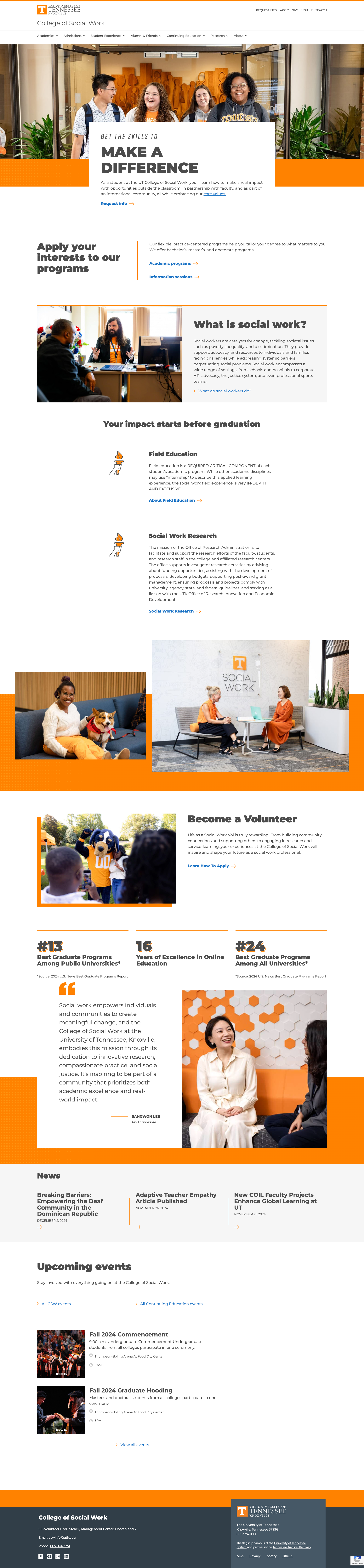 University of Tennessee College of Social Work's homepage
