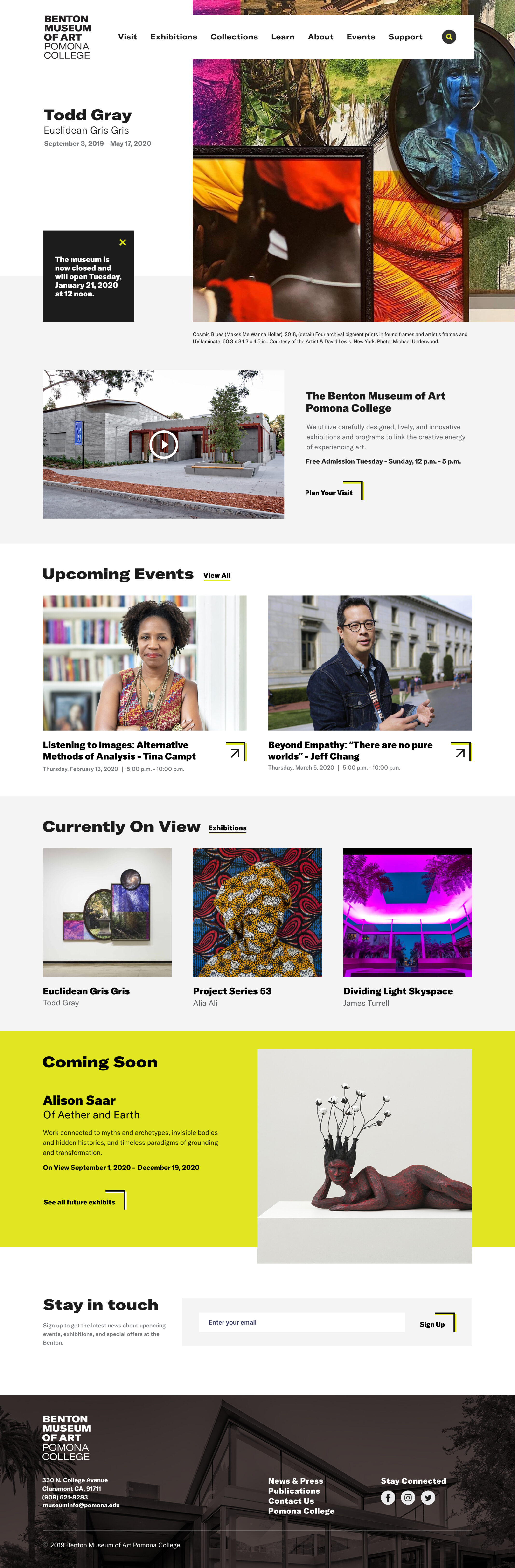 Pomona College Benton Museum of Art homepage