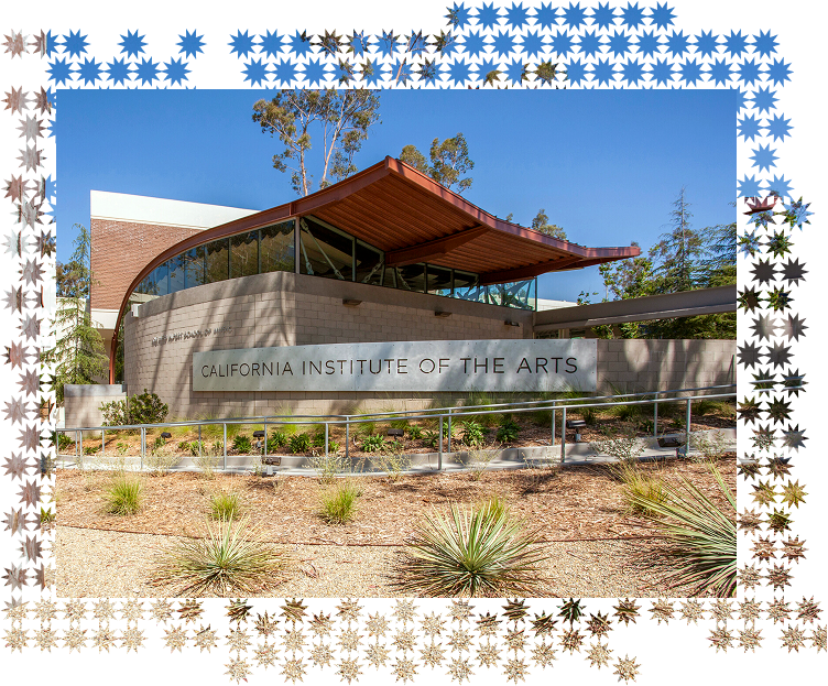 Photo of the CalArts campus with multi-layer masking