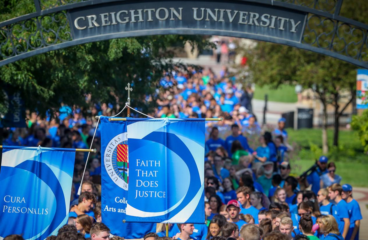 A student walk event at Creighton University in Omaha, Nebraska