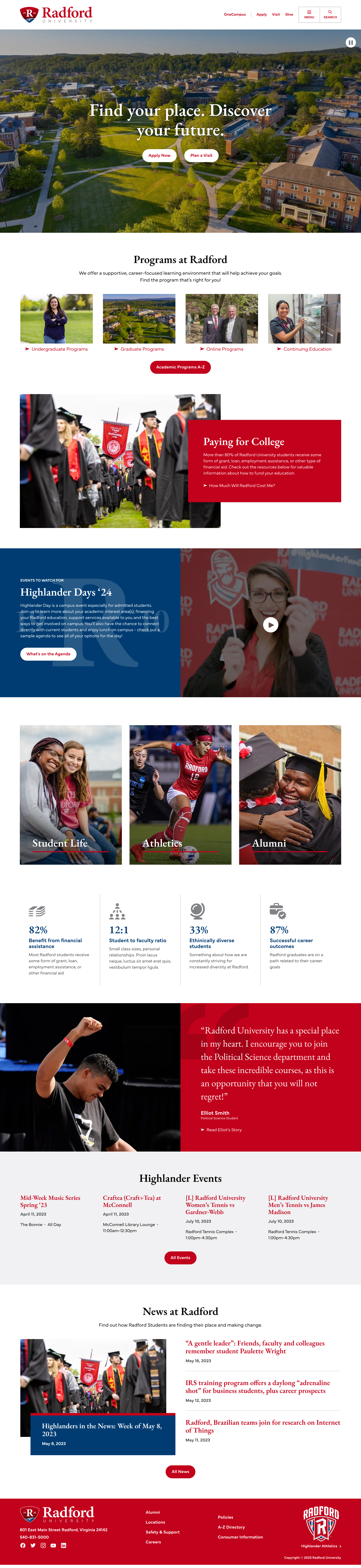 Radford University Homepage